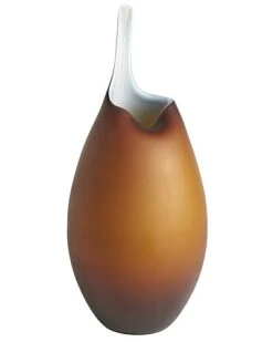 Frosted Amber Vase W/Blue Casing Home