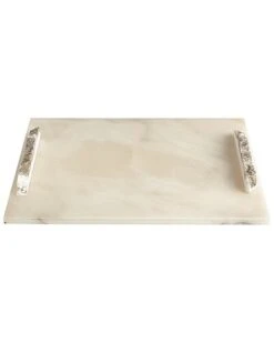 Alabaster Rectangle Tray W/Rock Handles Home