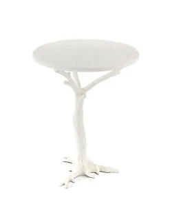 White Faux Bois Side Table Home