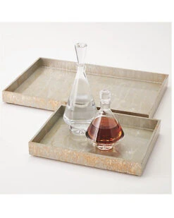 Champagne Silver Leaf Rectangle Tray Home