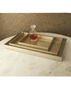 Champagne Silver Leaf Rectangle Tray Home -Global Views 3050555667 RLLD 3