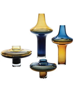 Tall Amber Over Cobalt Vase Home